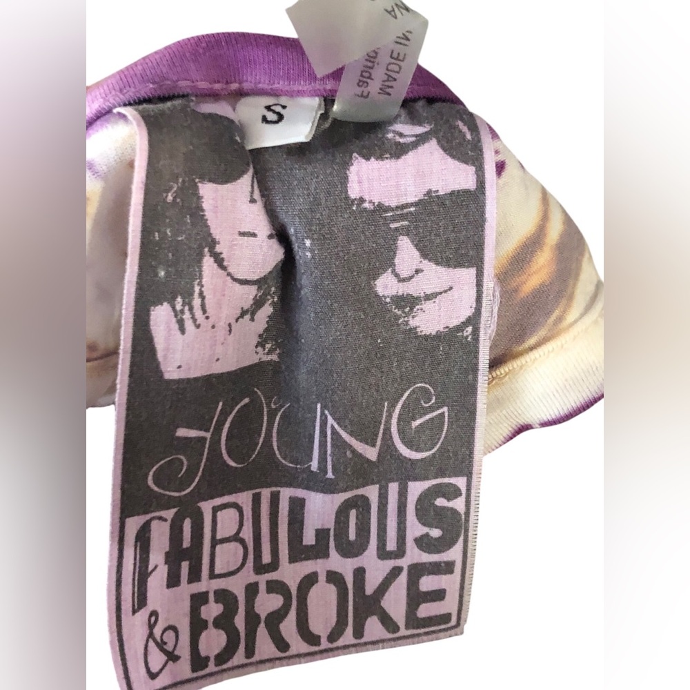 Young Fabulous & Broke,Purple & Gray Sundress Sleeveless Scoop Neck Rouched Side - Picture 4 of 4